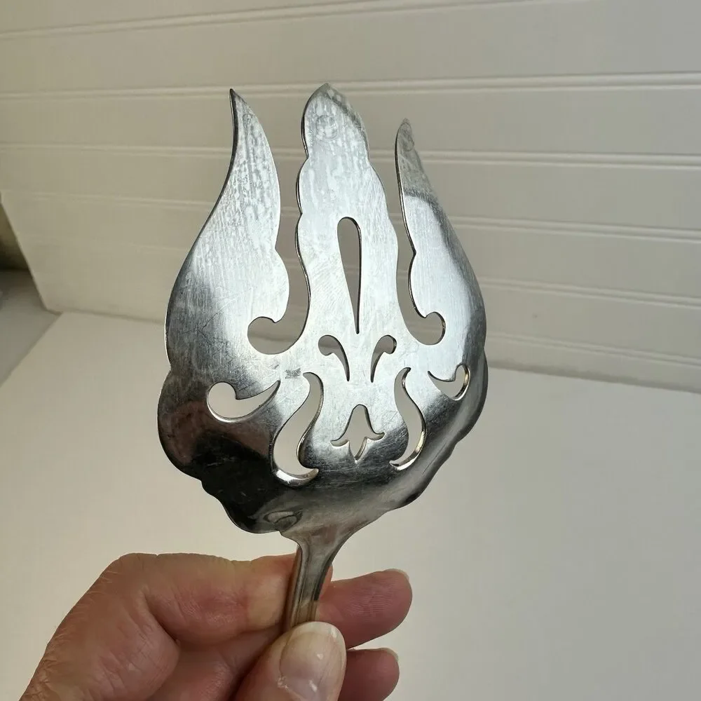 Elegant Sterling Silver Handle Cold Meat Serving Fancy Silverplate Fork 8.5”
